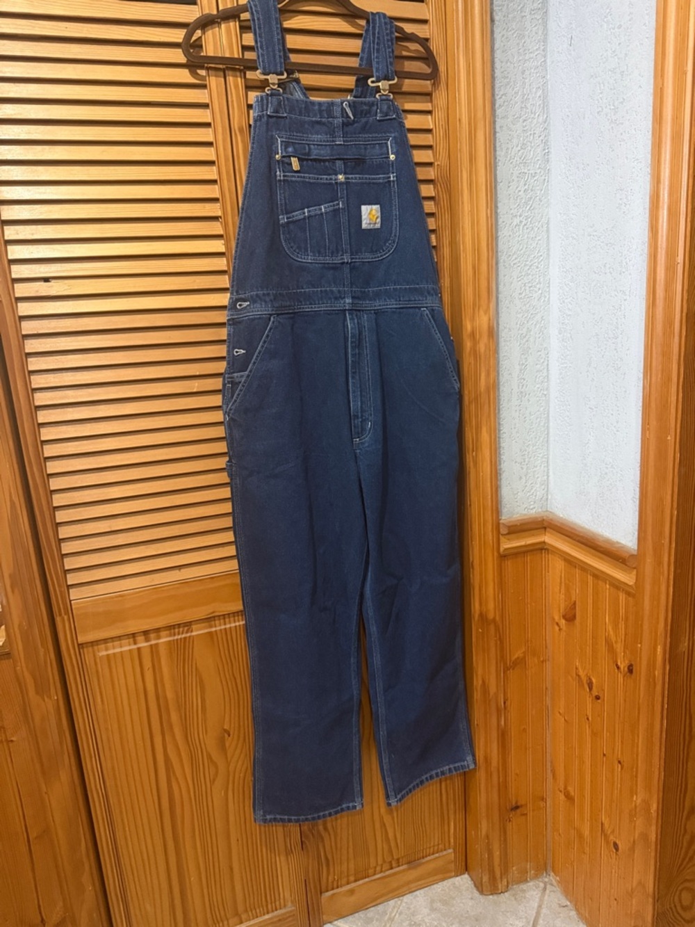 Carhartt Men's Navy Blue Denim Relaxed Fit Overalls